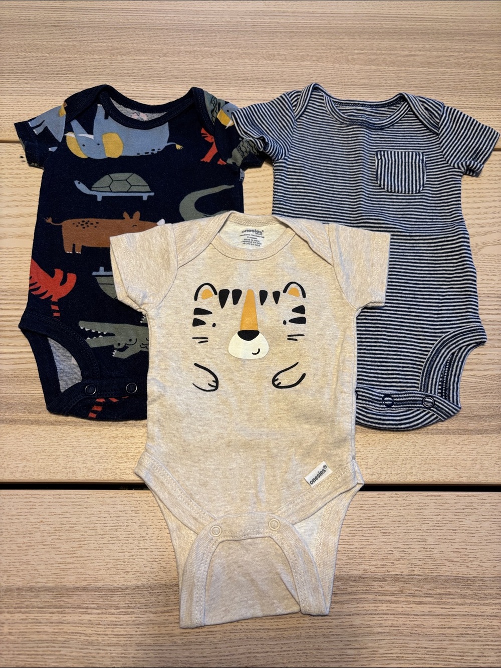 Carter's Neutral Tiger Face Short-Sleeve Bodysuit - Heather Beige